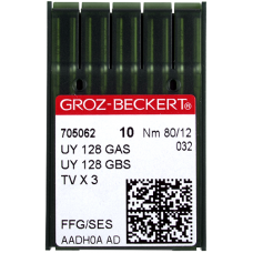 Groz-Beckert UYx128 GAS, иглы для промышленных плоскошовных машин, упаковка 10 шт